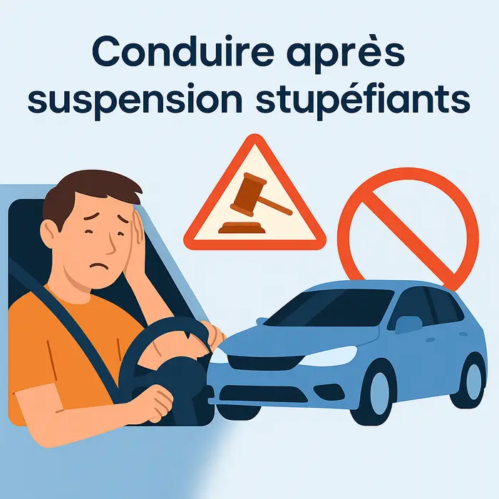 Illustration d’un conducteur interdit de rouler après une suspension liée aux stupéfiants