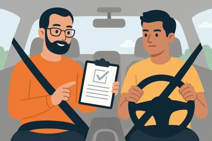 Homme concentré en train de repasser le permis après une annulation pour usage de stupéfiants