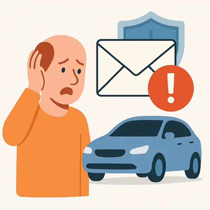 Illustration d’un conducteur découvrant sa lettre 48SI après une perte totale de points
