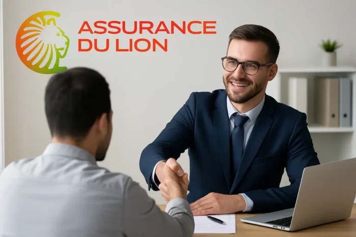 Rencontre professionnelle dans un bureau pour souscrire une assurance auto après une résiliation