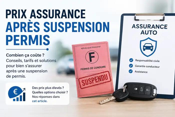 Prix assurance après suspension permis avec contrat d’assurance auto, permis de conduire et clés de voiture.