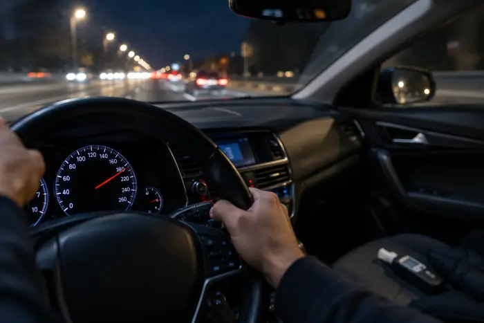 Compteur de vitesse et éthylotest illustrant un cumul alcool excès de vitesse pour l'assurance auto